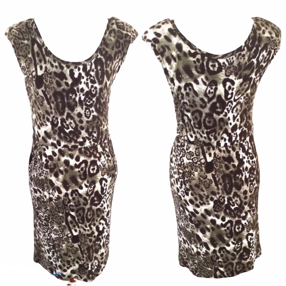 ZARA NWT Leopard Print Bodycon Tight Dress Sz Large